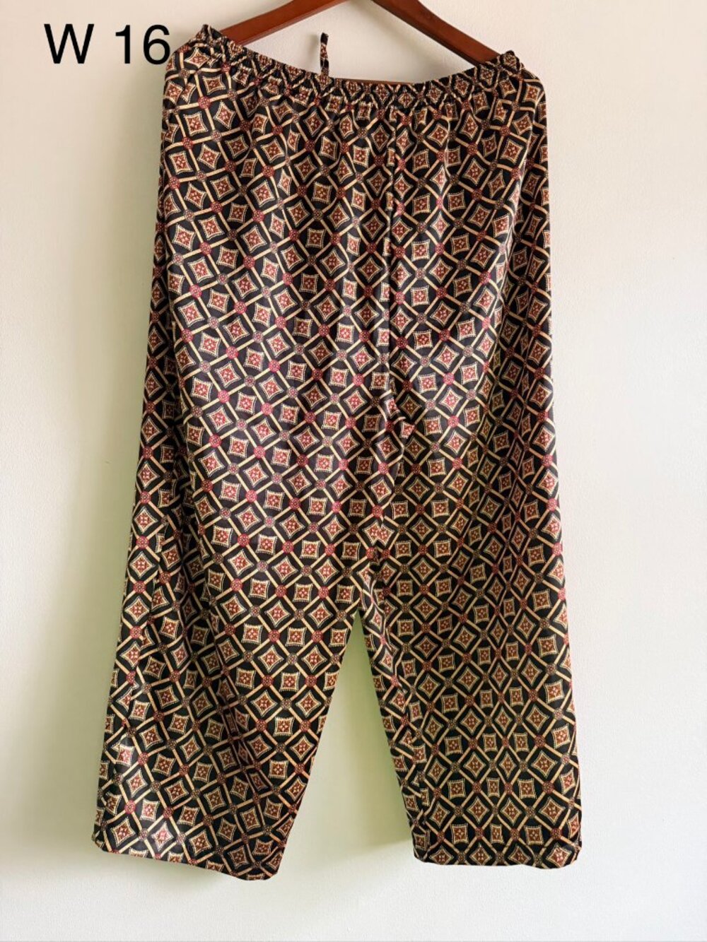 Versailles Vintage L Geometric Satin Pajama Set Top Pants Womens Luxury Satin - Picture 6 of 11